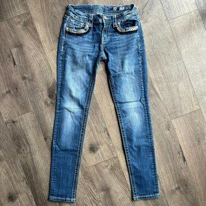 Miss Me Jeans Womens 27 Blue Denim Low Rise Skinny Y2K 2000's